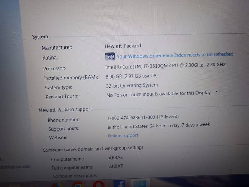 laptop Elite book 8570w core i7 3rd generation 2