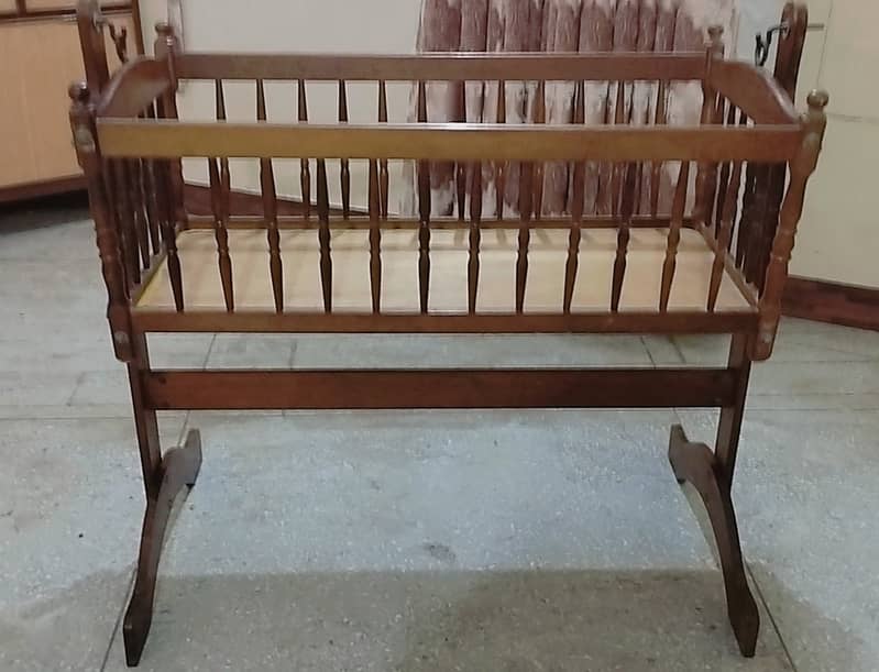 Shesham wood baby cot 1