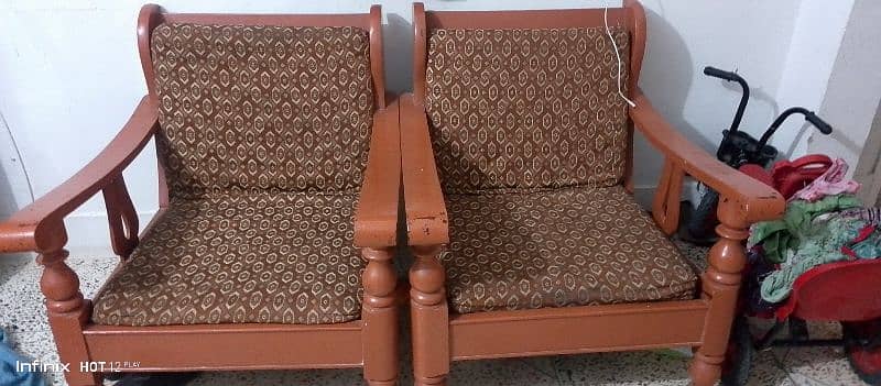 Wooden Five seater sofa set 1