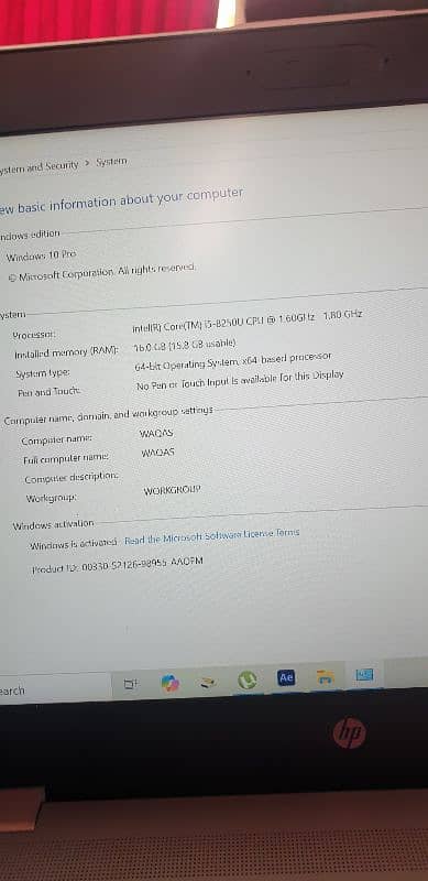 hp probook 640 g4 ci5/8th 16gb ddr4 ram /128 ssd 6