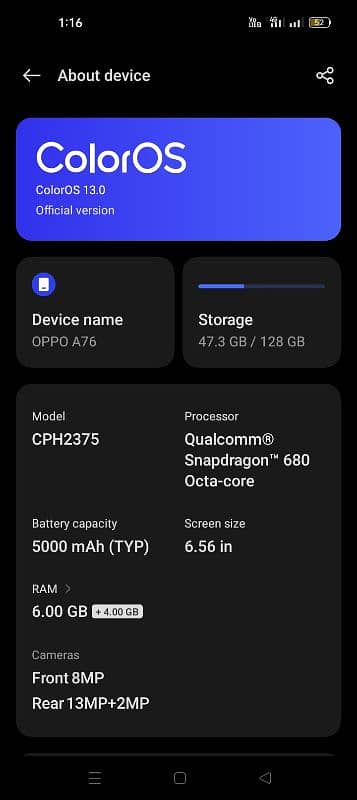 oppo a76, 6/128Gb with box and original charger 4