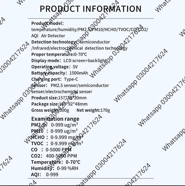 USB Rechargeable  Air Quality Monitor AQI PM 2.5 SMOG M 10