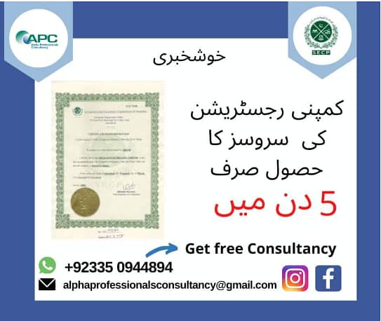 Company registeration, Income Tax Return, Sales Tax, FBR, Tax Filer, 1