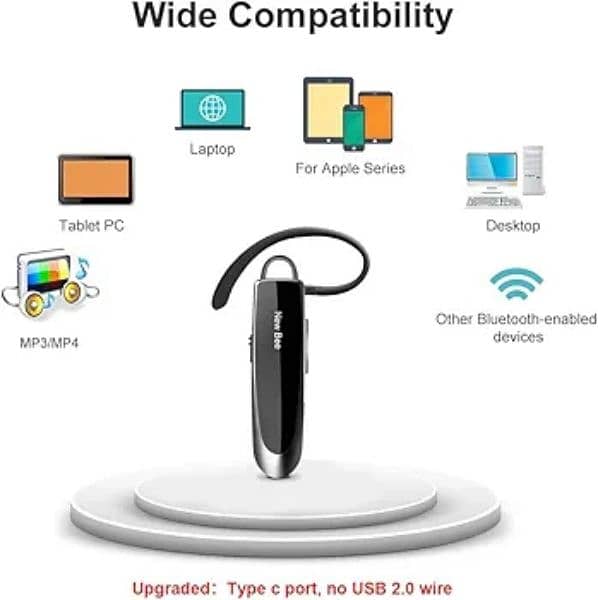 New bee Bluetooth Earpiece V5.0 Wireless Handsfree Headset 4