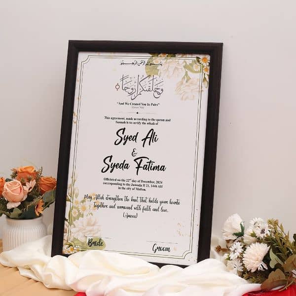 special day memorable with  beautiful Nikah Certificates just 1500 Rs 2