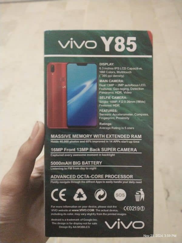 VIVO Y85a 10/10 CONDITION ONLY (NON PTA) SIGNAL A RAHE HAIN 0