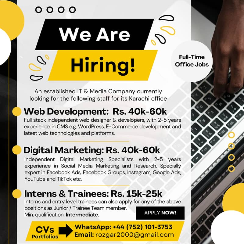 Senior Web Designer & Developer, Sr. Digital Marketing & Interns 0