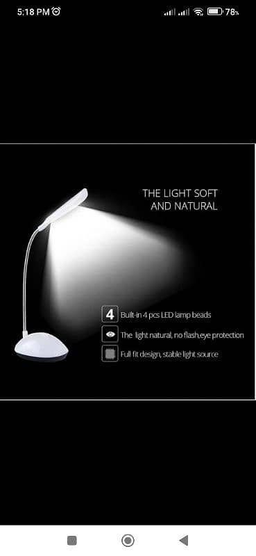 LED Desk Lamp Stepless Dimmable Touch Foldable Table Lamp Bedsi 6