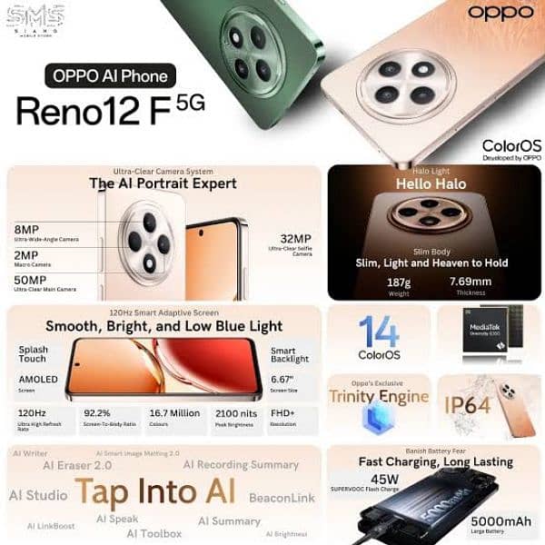 Oppo Reno 12F 4G 8/256 New Non Active Green 1