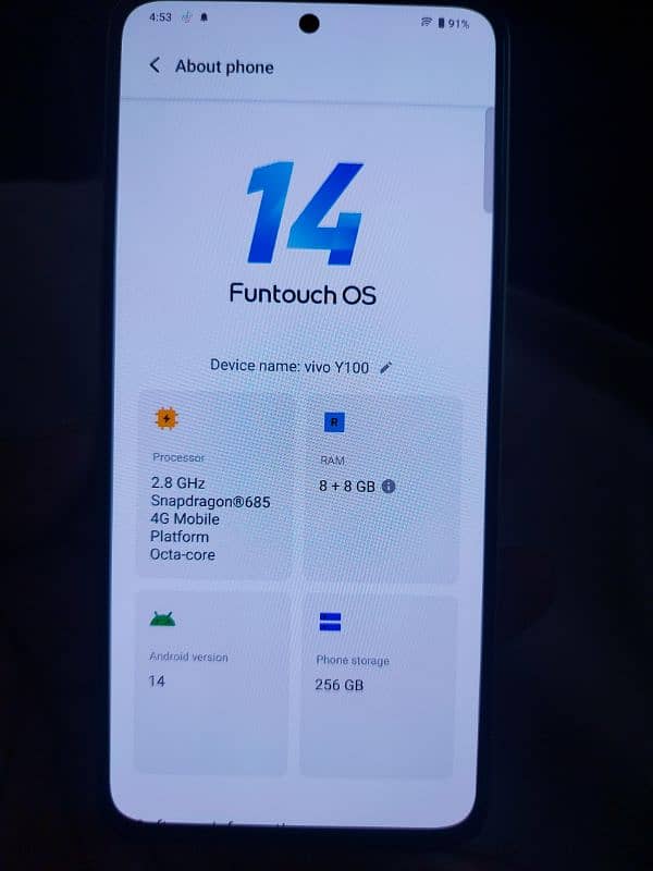 Vivo y100 256gb 8+8 Ram Exchange 3