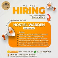 Female Manager job in Bright star girls hostel