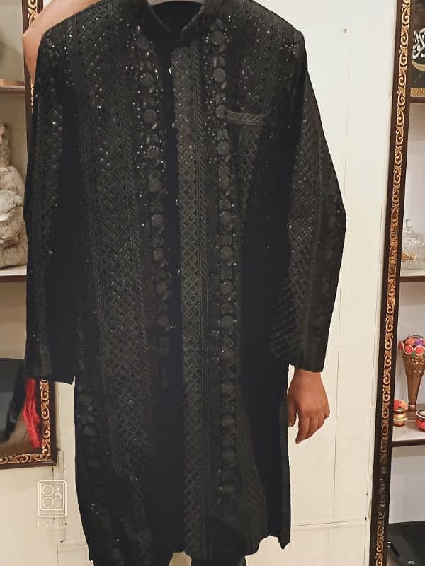 Black Trending Sherwani (free khussa) 1