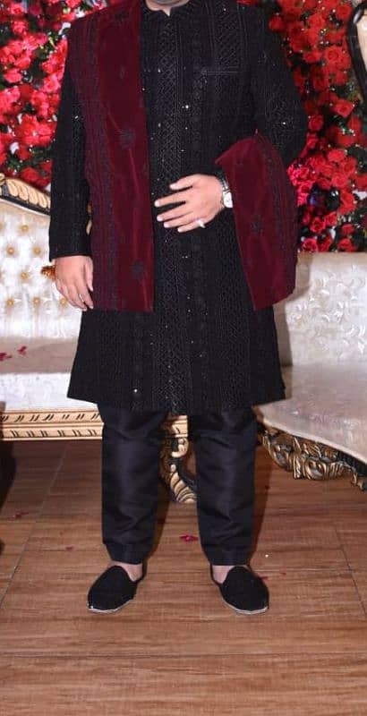 Black Trending Sherwani (free khussa) 6