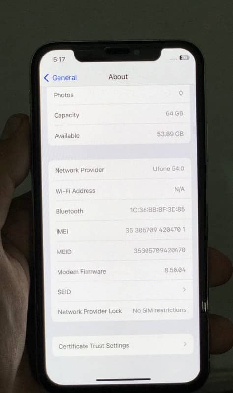 IPHONE X PTA APPROVED 64gb, 4