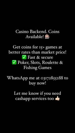 Casino Backend Coins Available