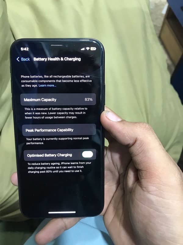 i phone x, pta approved official,64 gb,battery health 83,all ok . 1