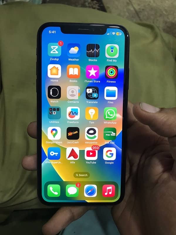 i phone x, pta approved official,64 gb,battery health 83,all ok . 0