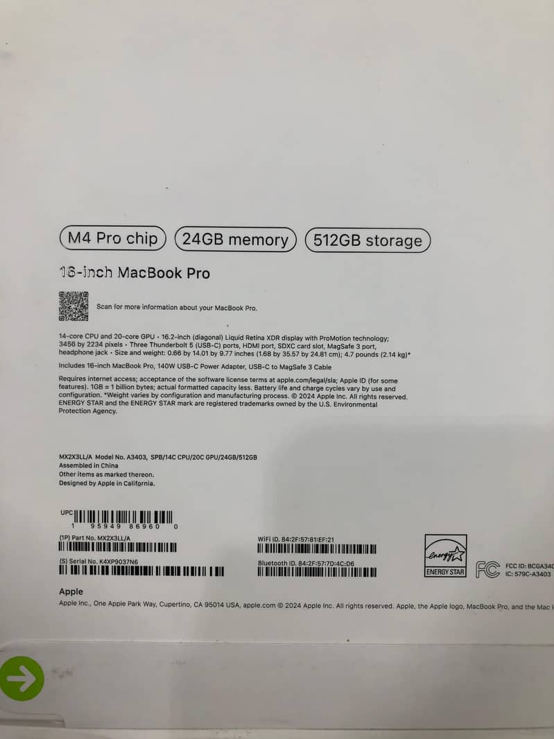 Apple MacBook Pro M4 Chip 16.2″ New 3