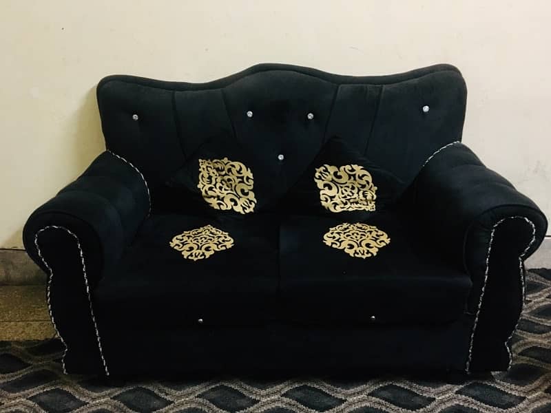 Jet black 6 seater sofa set 2