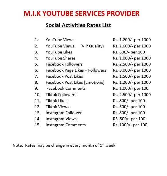 YOUTUBE SERVICES PROVIDER 0