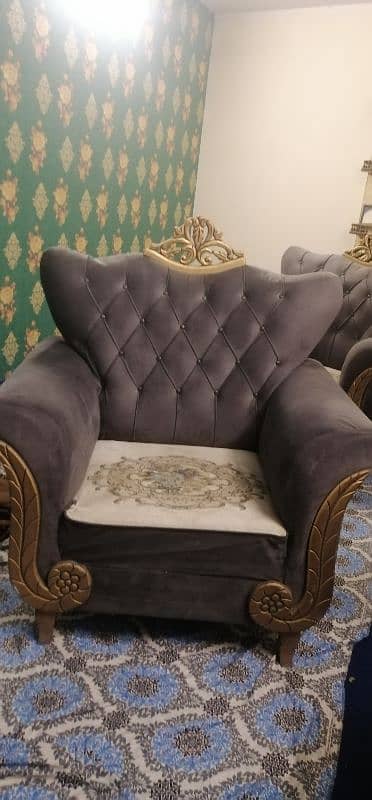 Victorian sofa set gray velvet 0