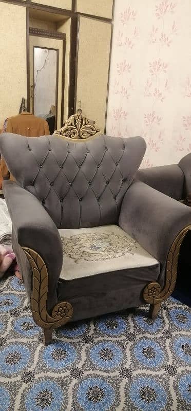 Victorian sofa set gray velvet 2