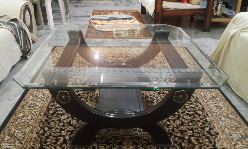 glass and wooden center table 0