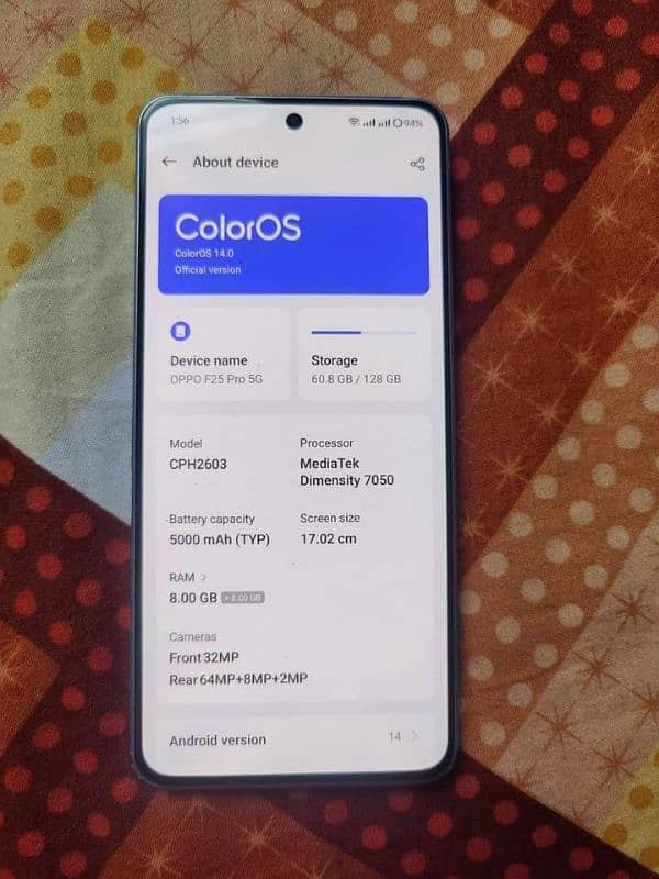 oppo f25 pro 8/128 GB 03240537819 my WhatsApp number 1