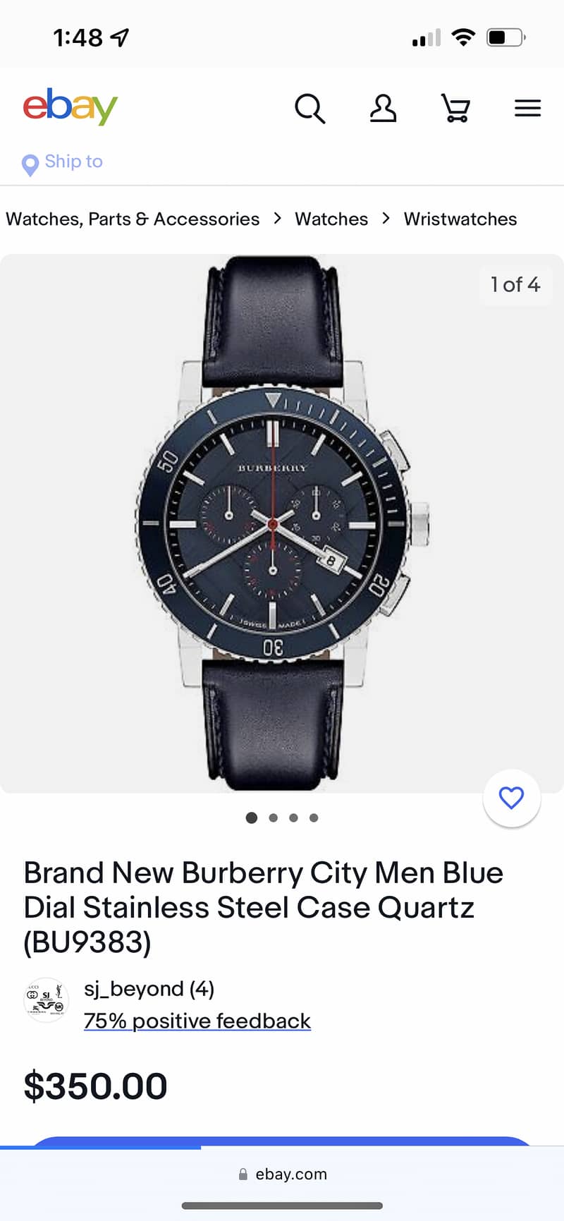 Burberry Men Blue Dial Stainless Steel Case Quartz (BU9383) 0