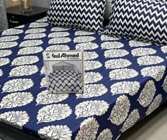 3 Pcs Crystal Cotton Printed Double Bedsheet