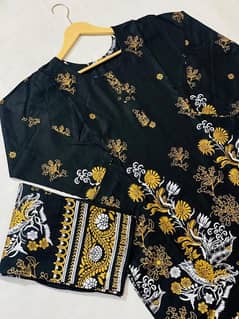 2 pcs womans stitched lawn printed suit