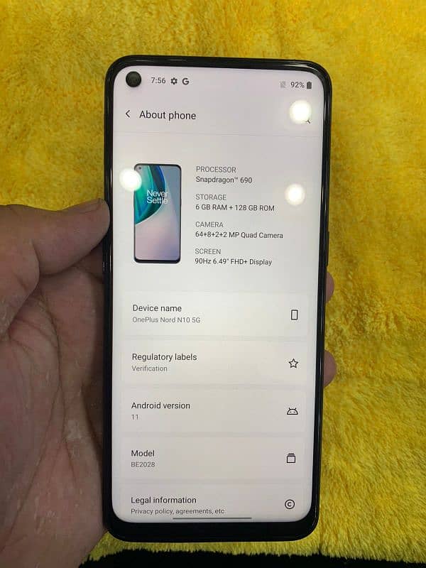 oneplus n10 5g 6/128GB pta approved sealed phone all ok 6