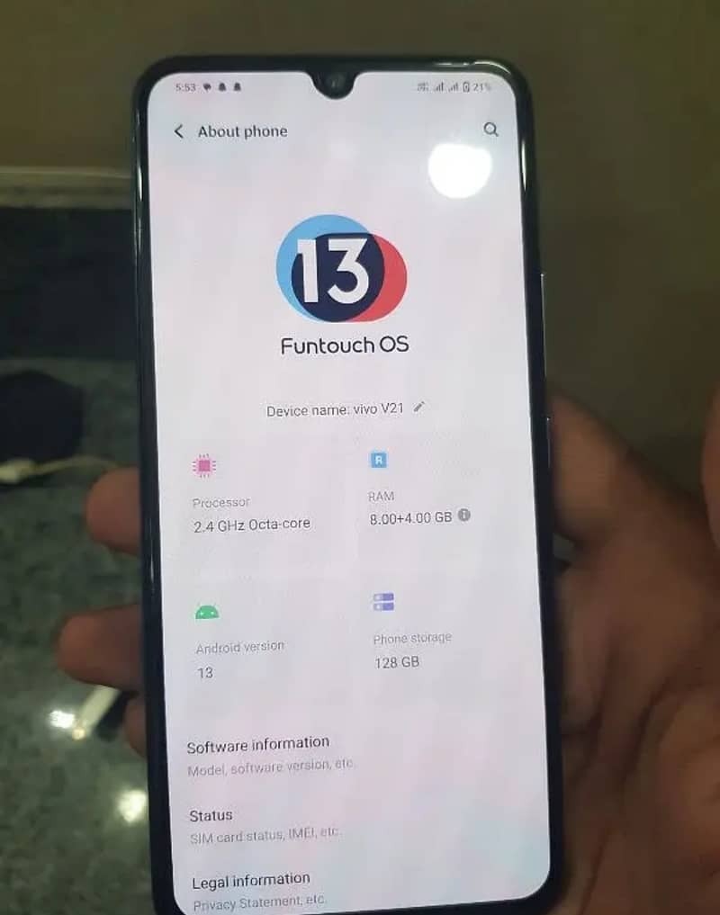 vivo v21 8+4 ram 128 memory 1