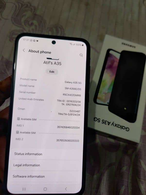 Samsung A35 Dubai 8/256 just 2 months used 2