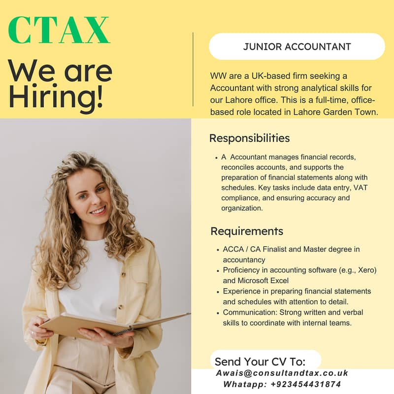 Job Opportunity-Accountant-ACCA/CA or Master's Degree in Accounts 0