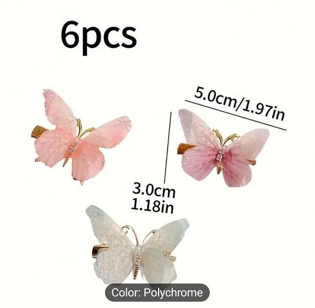 Sparkling Rhinestones Butterfly Hair Clips set 3