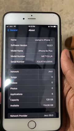 I PHONE 6SPLUS 128GB STORAGE PTA APPROVED