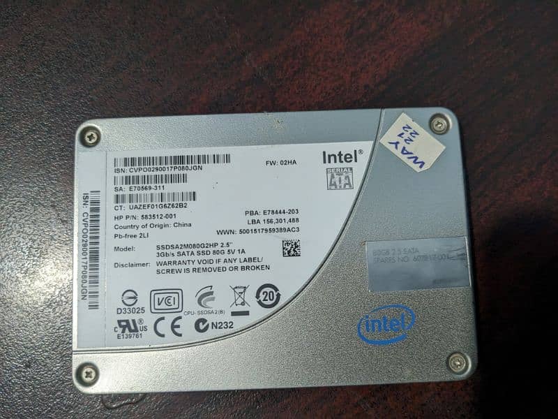 Intel SSD 80gb 0