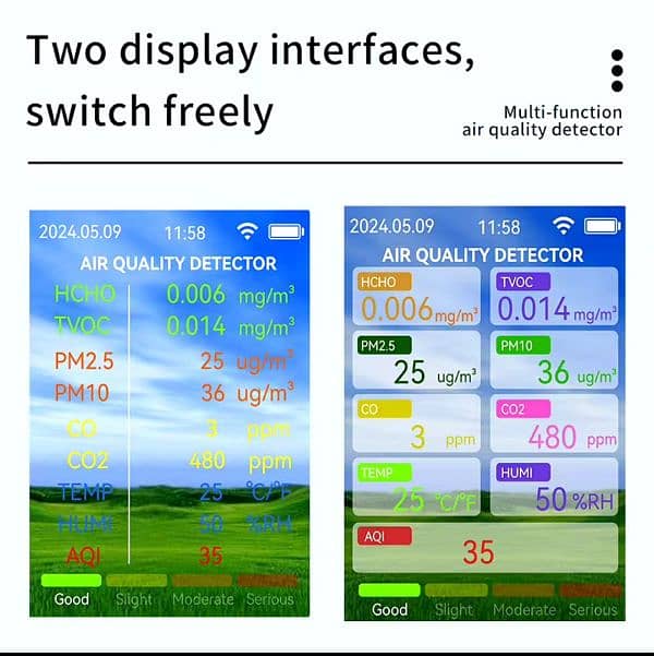 AQI Monitor for home outdoor SMOG HCHO TVOC Air Quality Tester 5