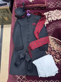 Groom Sherwani in black color بن طیب