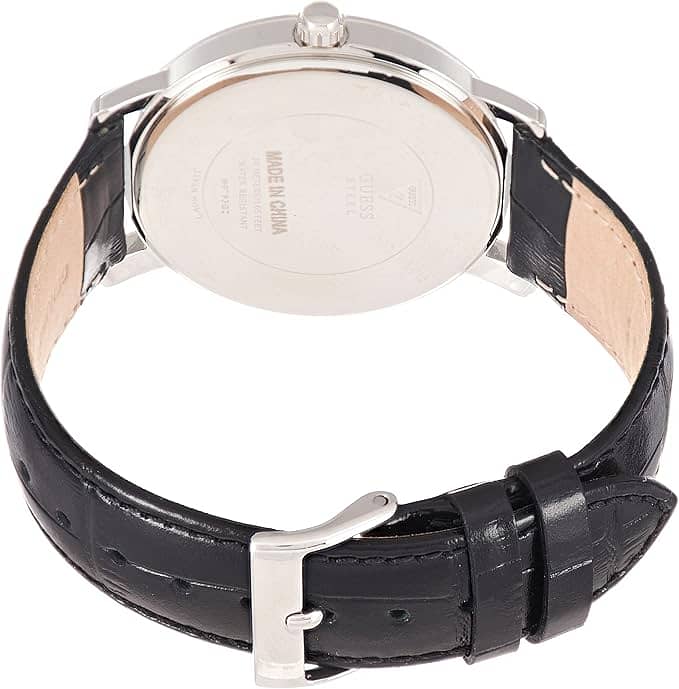 GUESS Men's Quartz Watch with Analog Display and Leather Strap W0793G 1