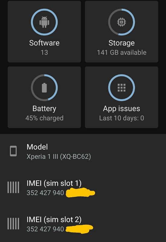 Sony Xperia 1 iii mark 3 Global Model 10