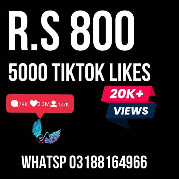 Tik Tok 5000 Likes + 20000 views 0