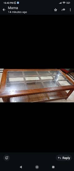 huge wooden table with glass