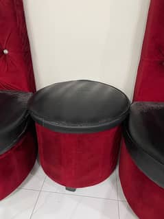 highfy sofa plus stool black & red