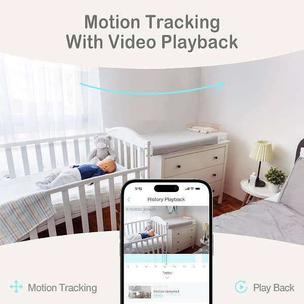 Sense-U Smart 2K Video Video Baby Monitor, Pan/Tilt, Person 6