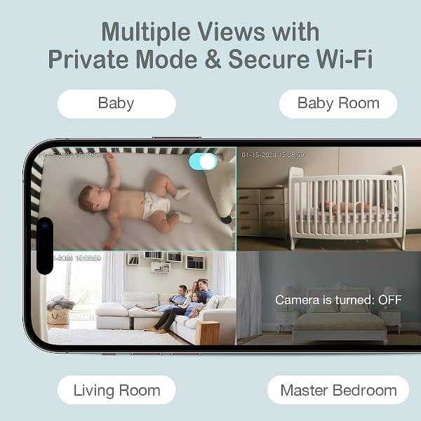 Sense-U Smart 2K Video Video Baby Monitor, Pan/Tilt, Person 8