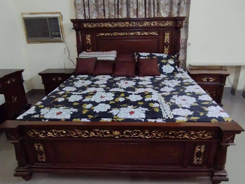 Chinioti, Sheesham Wood, Bed Set, King Size Bed, Complete Set, 3