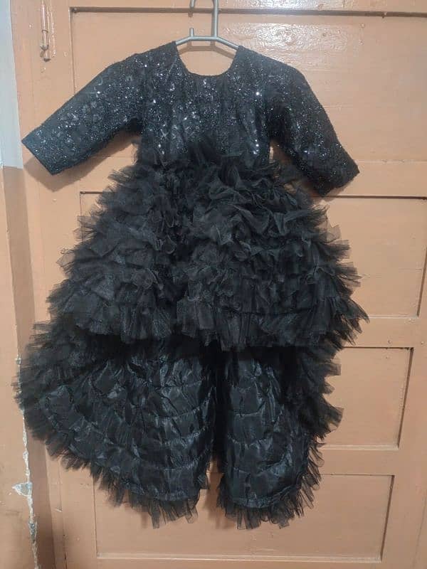 Black Elegant long tail frock 2