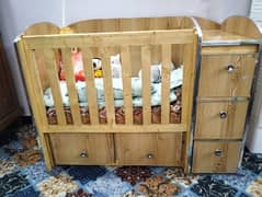 wooden 5 drawer Baby Cot